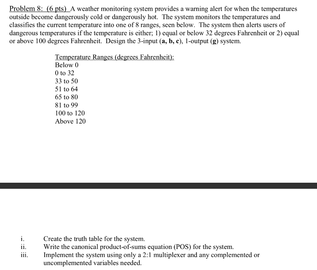 Problem 8: (6 pts) A weather monitoring system provides a...