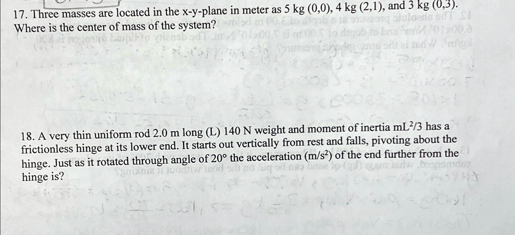 Solved Three Masses Are Located In The X Y Plane In Meter As 5kg 0 0