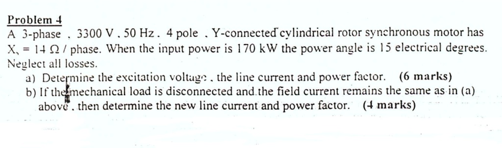 problem a 3 phase 3300 v 50 hz pole y connected cylindrical rotor ...