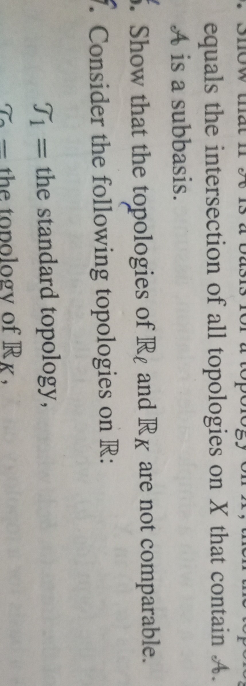 equals the intersection of all topologies on X that contain 𝒜. A is a ...