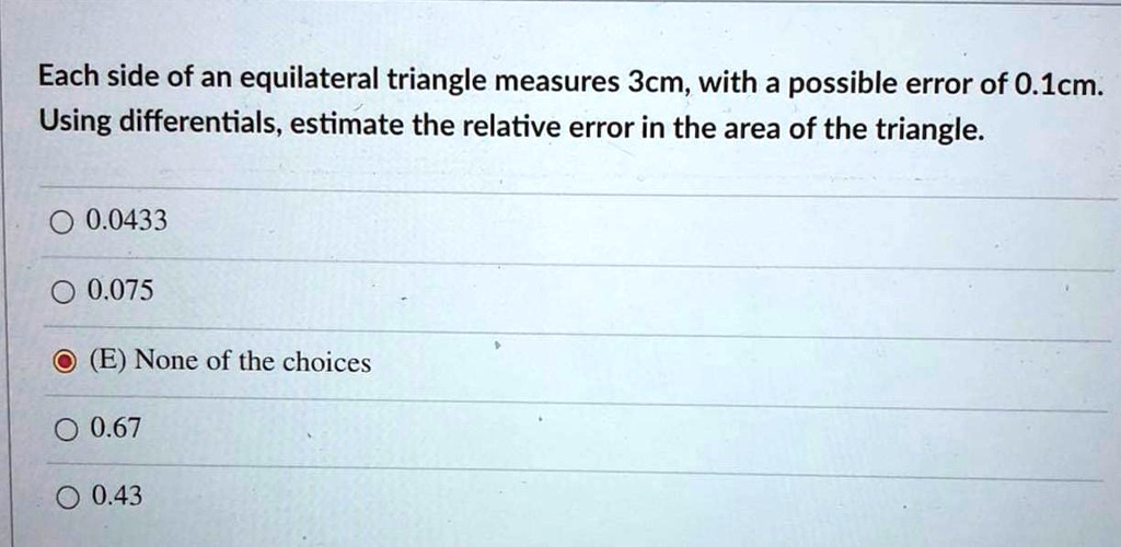 SOLVED Each side of an equilateral triangle measures 3cm, with a