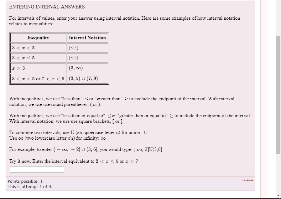 SOLVED ENTERING INTERVAL ANSWERS For Intervals Of Values Enter Your   8af274d5fc1445a592ebb45534f8c401 