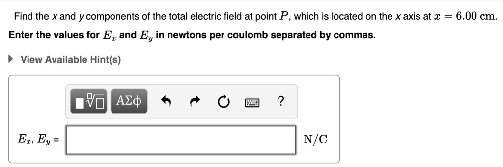 Find the x and y components of the total electric field at point P ...