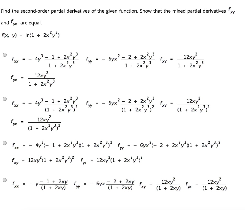 Find The Second Order Partial Derivatives Of The Given Itprospt