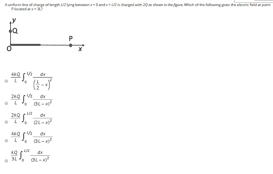 Solved Auniform Line Of Ch3rze Of Length U2 Lying Derwveenx Andx U2is Charged With 2q Shown