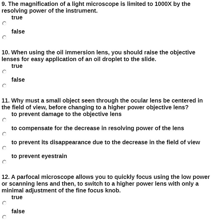 SOLVED The magnification of a light microscope is limited to 1000X by