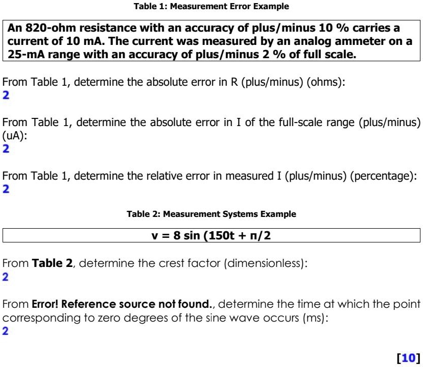 Table 1: Measurement Error Example An 820-ohm resistance with an ...