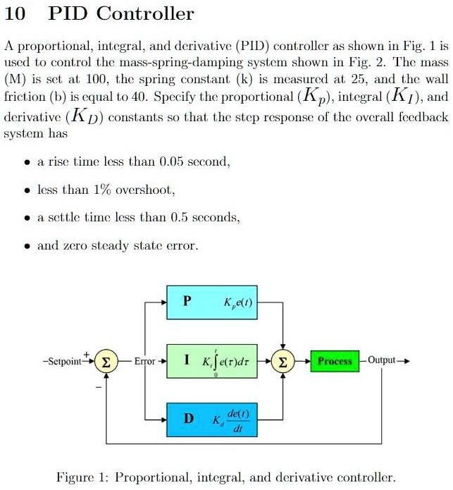 SOLVED: 10 PID Controller A proportional, integral, and derivative (PID ...
