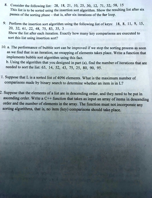 Solved Consider the following bubble sort algorithm. Do the