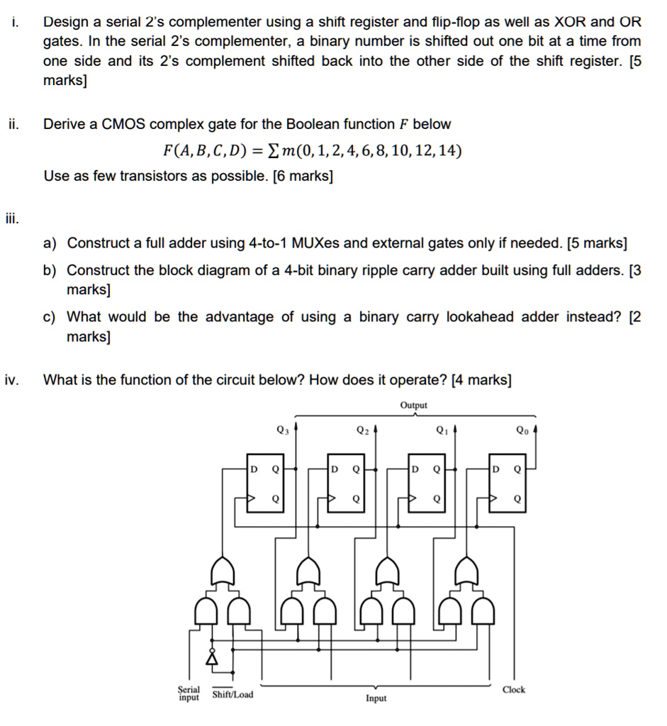 I. Design A Serial 2's Complementer Using A Shift Register And Flip ...