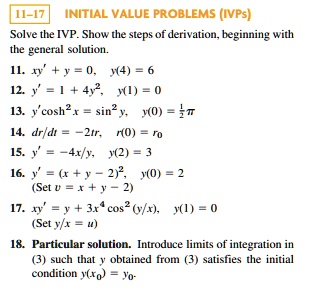 INITIAL VALUE PROBLEMS (IVPs) Solve the IVP. Show the steps of ...