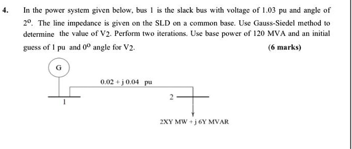 4. In the power system given below, bus 1 is the slack bus...
