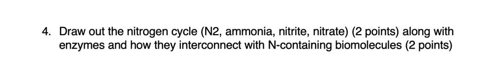 Draw out the nitrogen cycle (N2, ammonia; nitrite, nitrate) (2 points ...