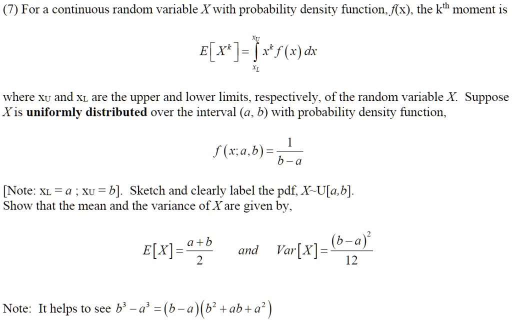 SOLVED: For a continuous random variable X with probability density ...