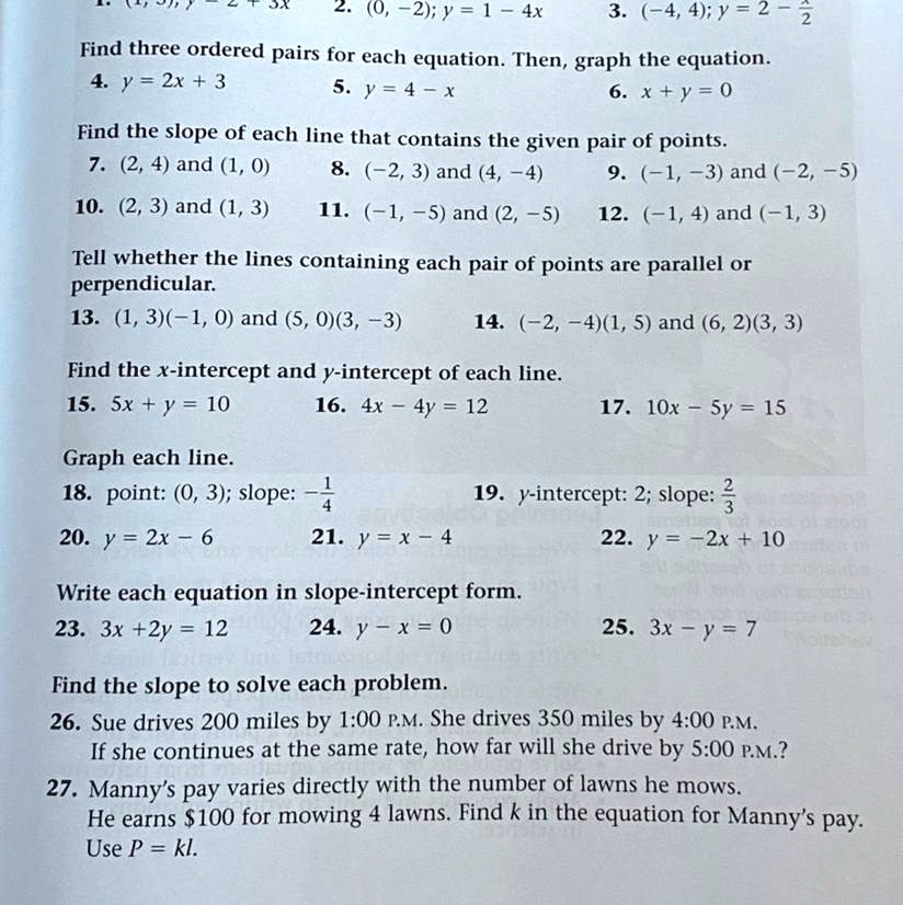 Solved Only Help Me On 15 17 And 23 25 In Order Thank You 0 2 Y 1 4x 3 4 4 Y 2 2 Find Three Ordered Pairs For Each Equation