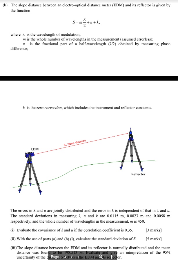 SOLVED The slope distance between an electrooptical distance meter