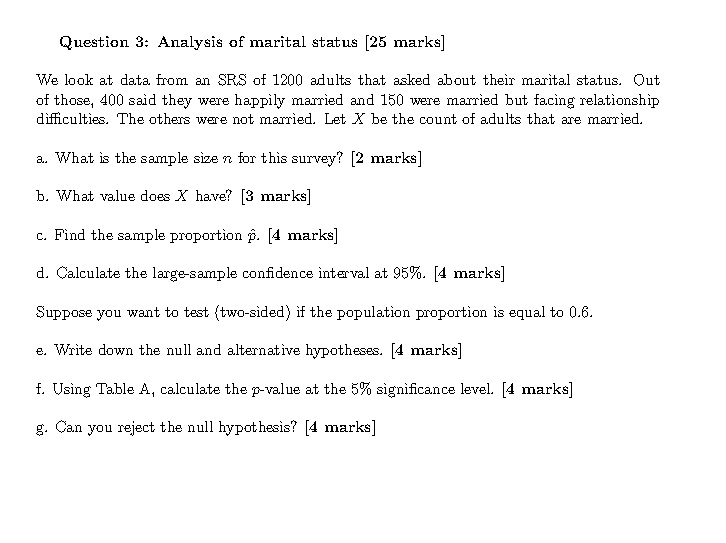 SOLVED Question 3 Analysis of Marital Status [25 marks] We look at
