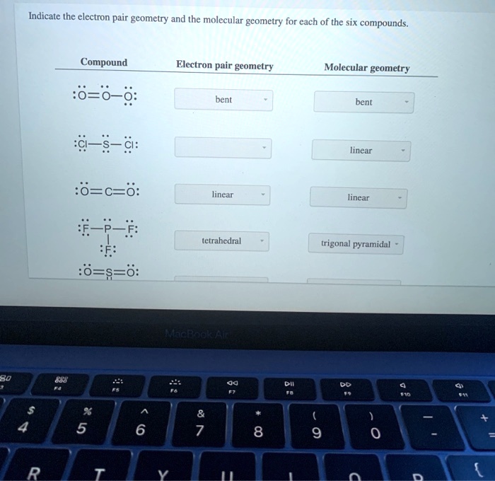 Solved Text Indicate The Electron Pair Geometry And The Molecular Geometry For Each Of The Six 4589