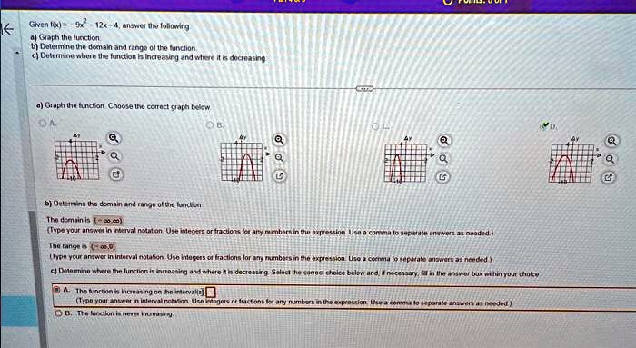 texts help given fx 9x2 4 answer the following a graph the function b ...