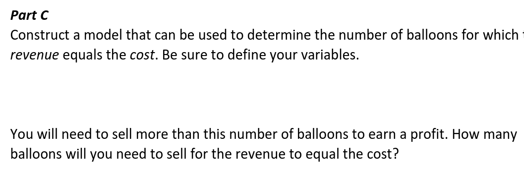 Part C Construct a model that can be used to determine the number of ...
