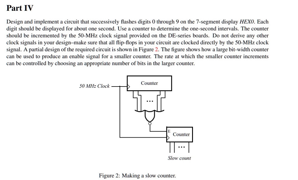 SOLVED: slow counter verilog Part IV Design and implement a circuit ...