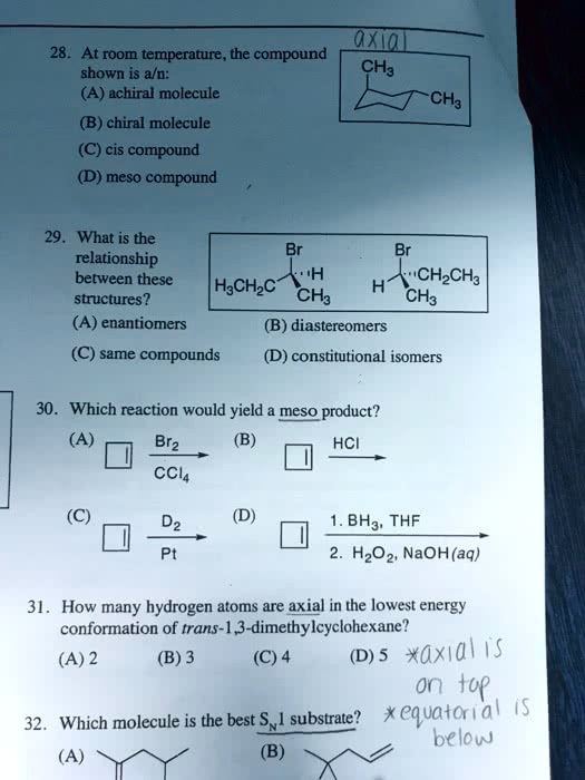 SOLVED: At room temperature, the compound shown is a: achiral molecule ...