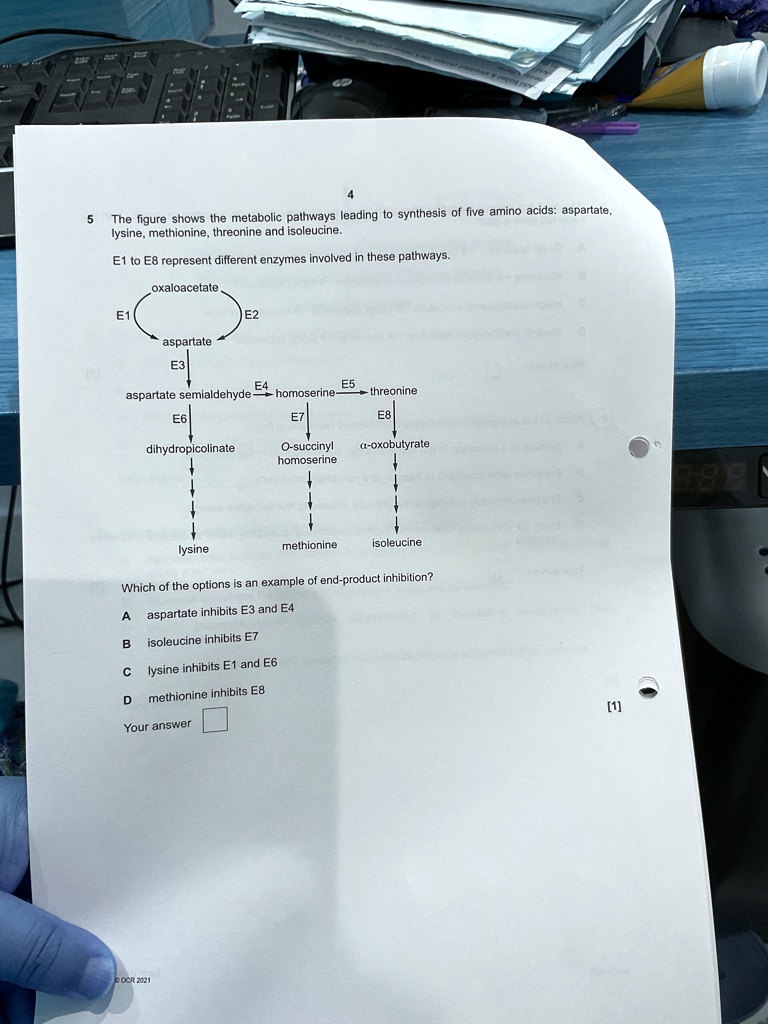 4 5 The figure shows the metabolic pathways leading to synthesis of ...