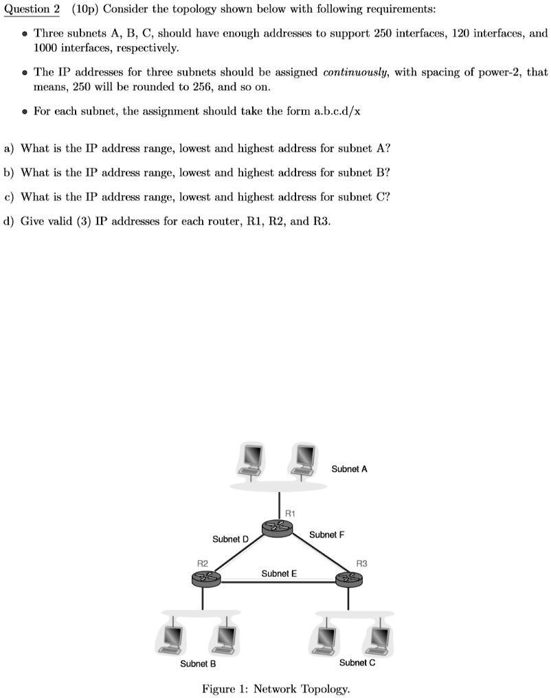 SOLVED: Question 2 (10p) Consider the topology shown below with ...