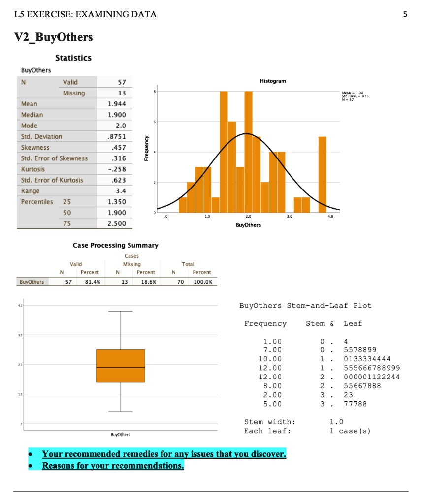 SOLVED LS EXERCISE EXAMINING DATA V2BuyOthers Statistics BuyOthers