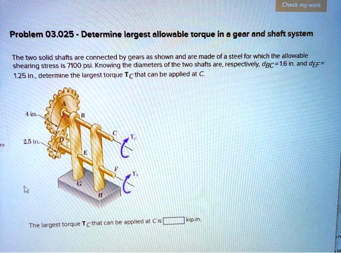 Problem 03.025 - Determine largest allowable torque in a...