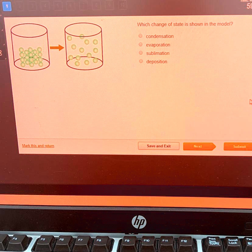 SOLVED Which change of state is shown in the model? condensation