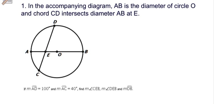 SOLVED: In the accompanying diagram, AB is the diameter of circle O and ...