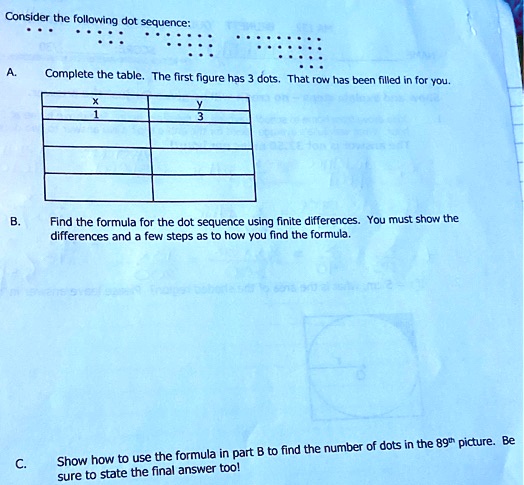 Three Dotes In Table Rows Consider the following dot sequence complete the table the...