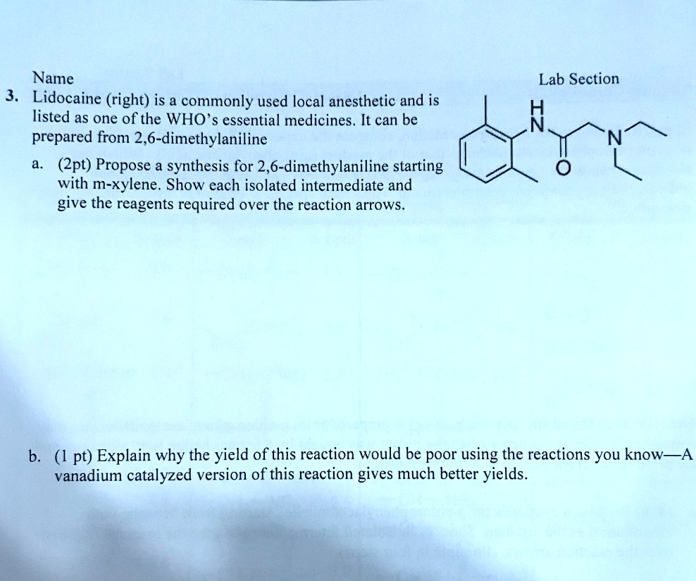 SOLVED Name 3. Lidocaine (right) is a commonly used local anesthetic