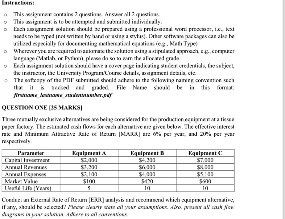instructions this assignment contains 2 questions answer all 2 questions this assignment is to be attempted and submitted individually each assignment solution should be prepared using a pro 93957