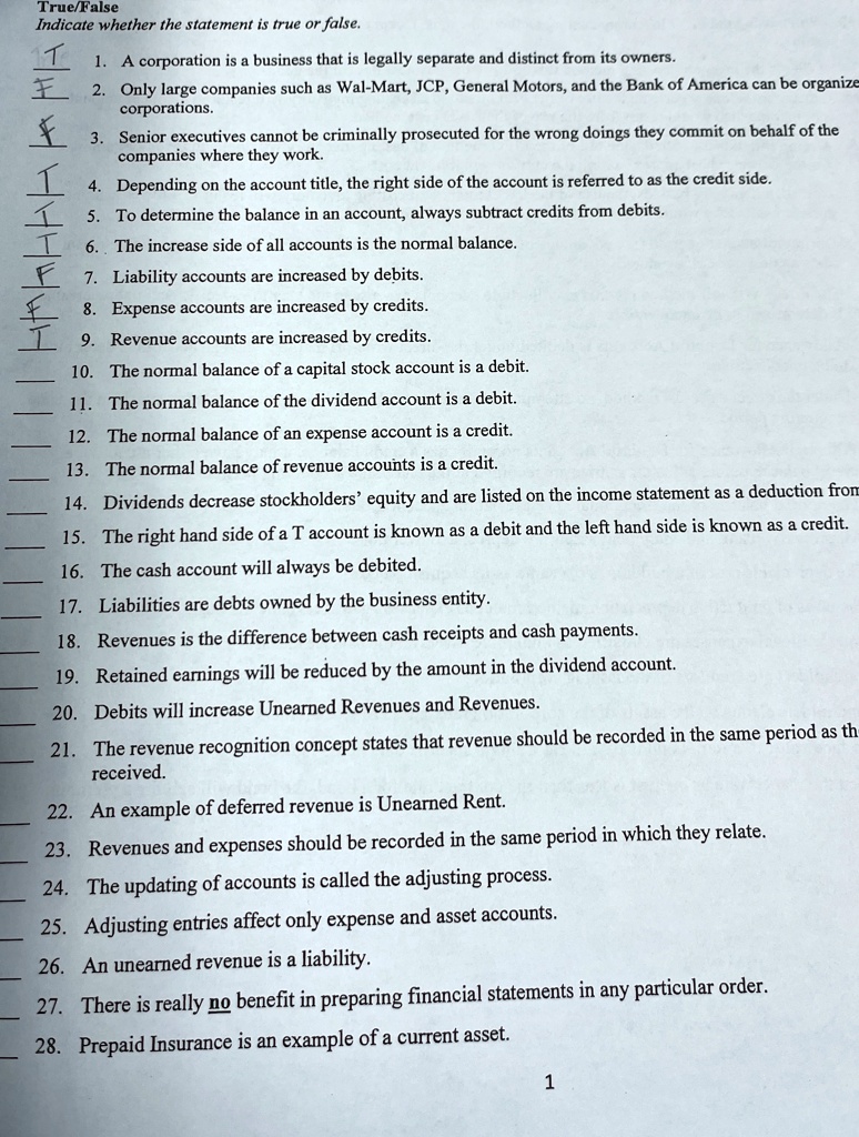 truefalse indicate whether the statement is true or false 1 a corporation is a business that is legally separate and distinct from its owners 2 only large companies such as wal mart jcp gene 80805