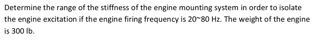 Determine the range of the stiffness of the engine mounting system in ...