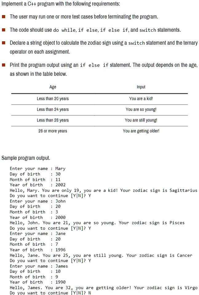 SOLVED Write a C++ program to get the name, birth day, birth month