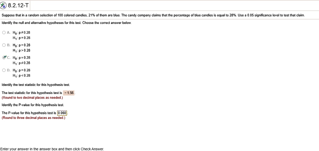SOLVED: 8.2.12-T Suppose that in random selection of 100 colored ...