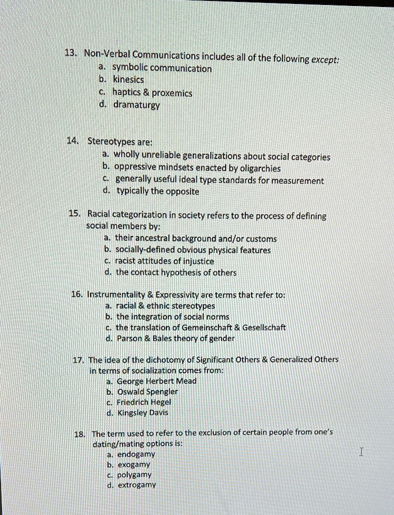 SOLVED 13. Non Verbal Communications includes all of the