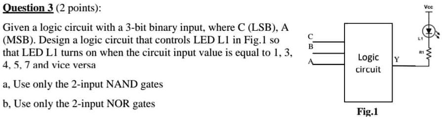 SOLVED: Question 3 (2 points): Given a logic circuit with a 3-bit ...