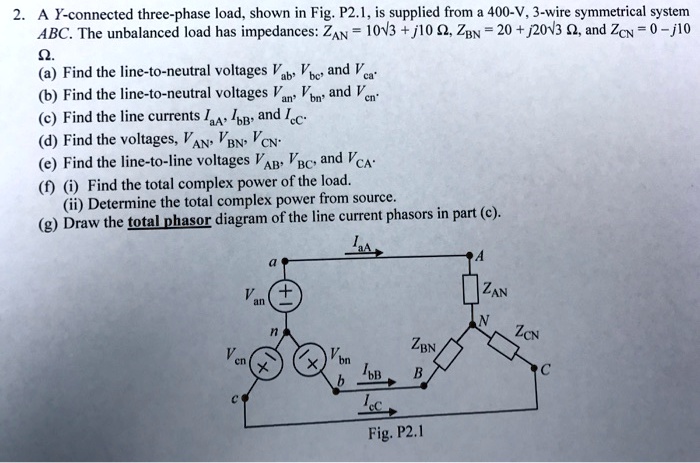 SOLVED: A Y-connected three-phase load, shown in Fig. P2.1, is supplied ...