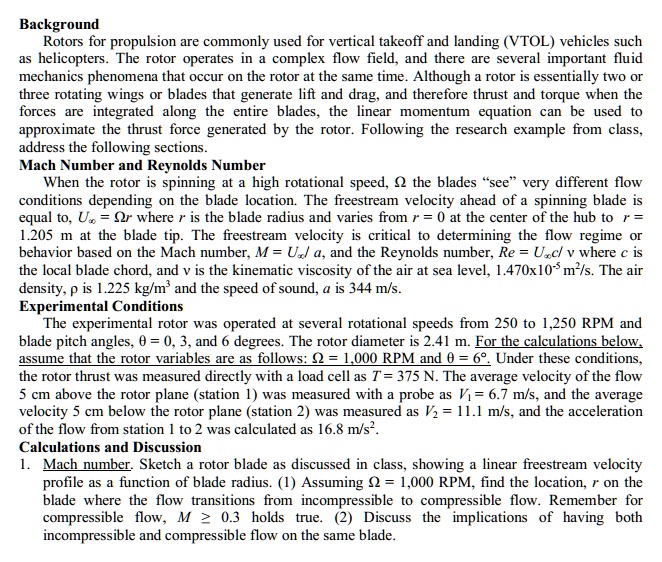 SOLVED: Background Rotors for propulsion are commonly used for vertical ...