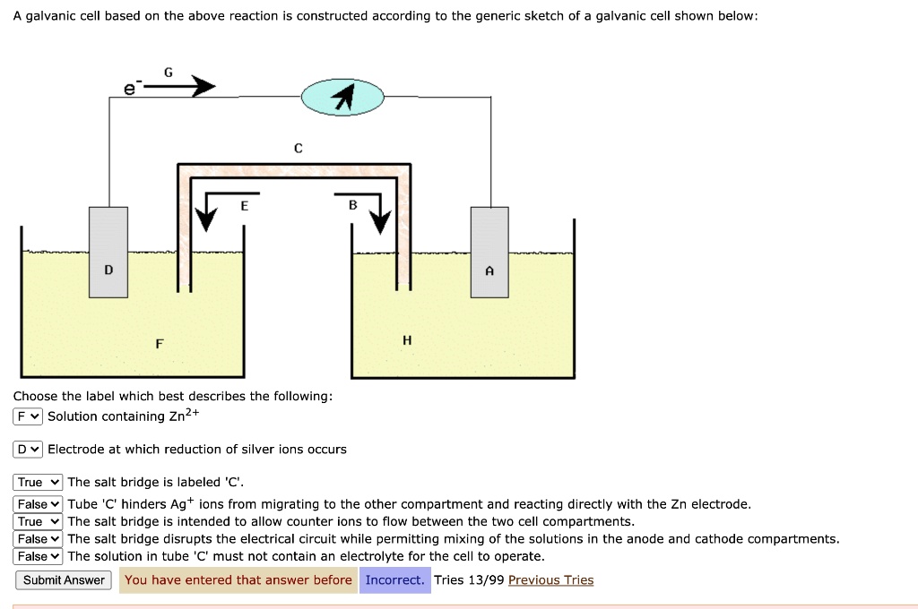 galvanic cell based on the above reaction is constructed according to ...
