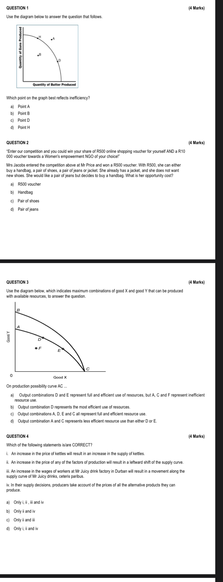 QUESTION 1 (4 Marks) Use the diagram below to answer the question that ...