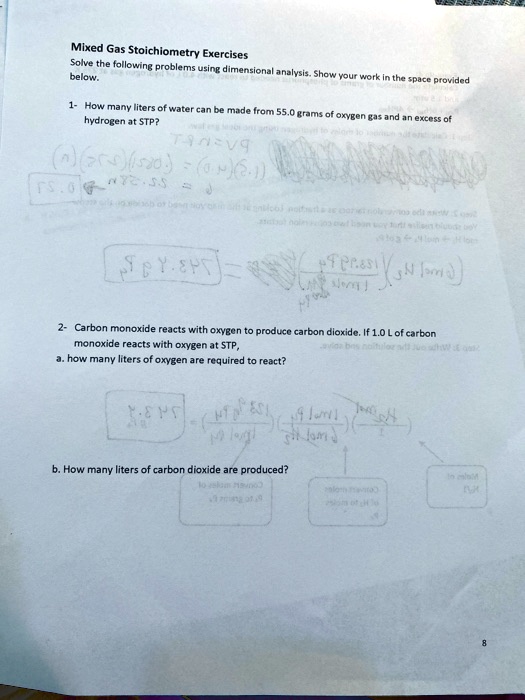 mixed gas stoichiometry exercises solve the following problems using ...