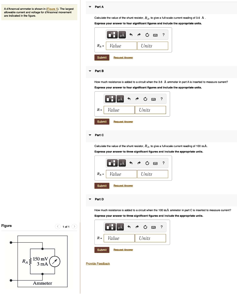 A d'Arsonval ammeter is shown in Figure 1. The largest allowable