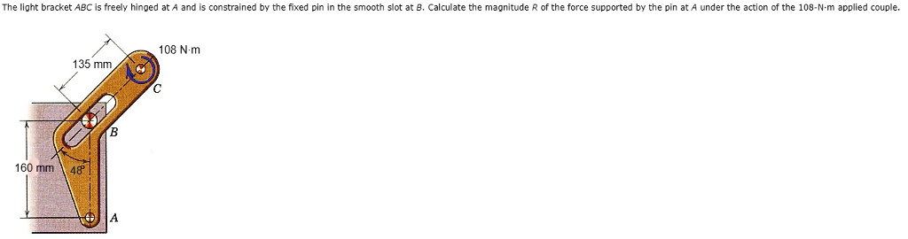 SOLVED: The light bracket ABC is freely hinged, constrained by the ...