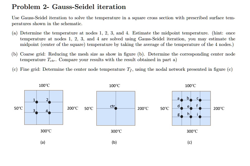 SOLVED: Heat Transfer Question Problem 2 - Gauss-Seidel Iteration Use ...