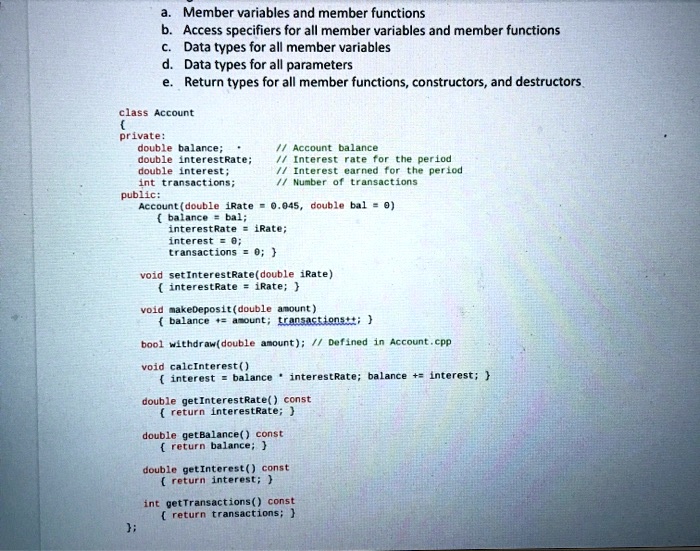 looking for a uml diagram for this program in cpp a member variables ...
